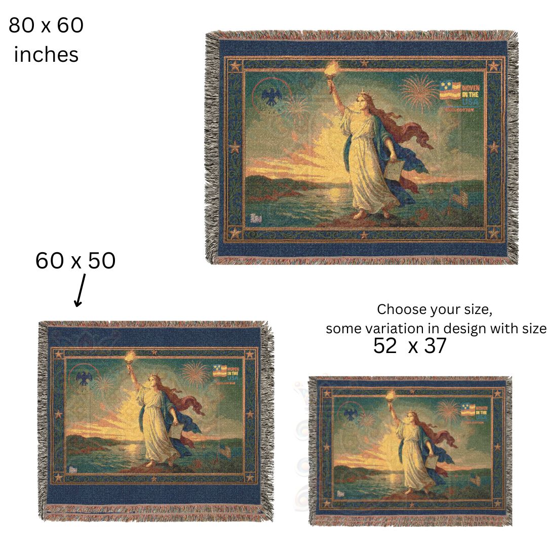 Statue of Liberty & Fireworks – Iconic Americana Woven Throw Blanket