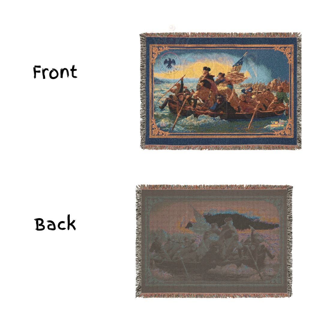 Washington Crossing the Delaware – Historic American Folk Art Woven Throw Blanket