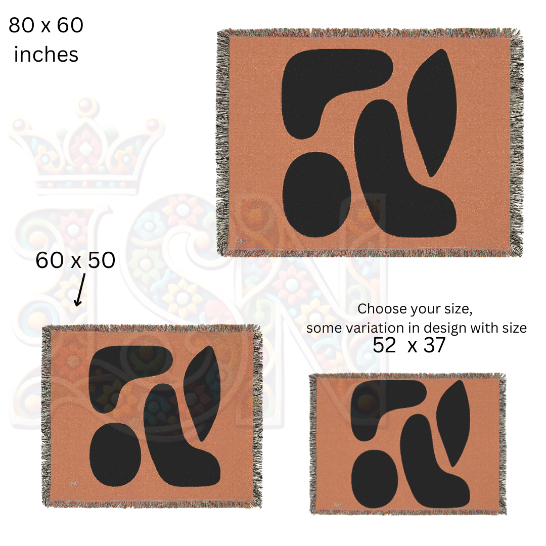 The Shapes That Stayed – African Abstract Woven Blanket, Mudcloth-Inspired Minimalist Throw, Modern Tribal Memory Textile