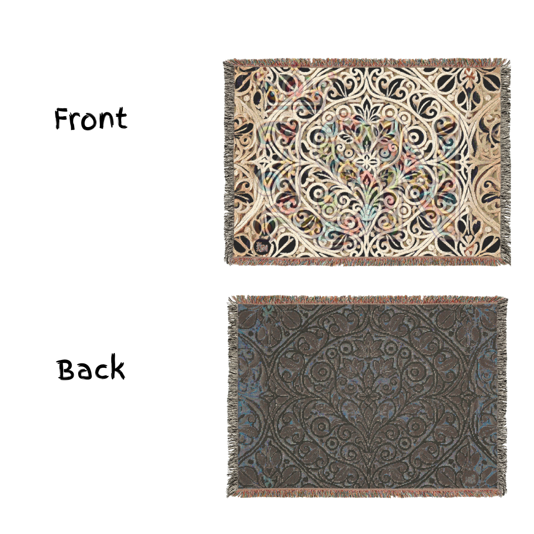 Timeless Elegance – Ornamental Folk Art Woven Blanket