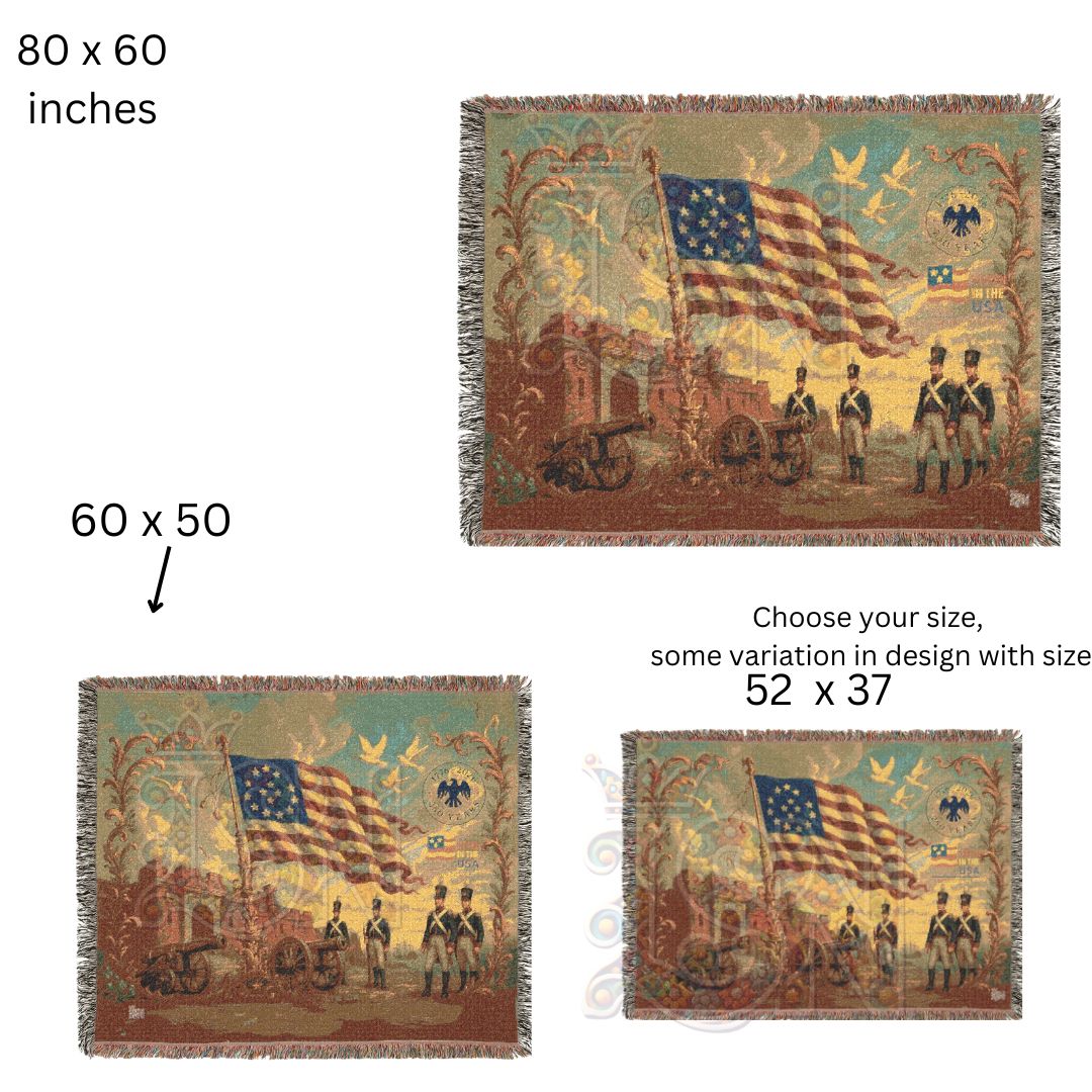 Fort McHenry & the Star-Spangled Banner – Woven Tapestry Throw, Patriotic Americana Blanket