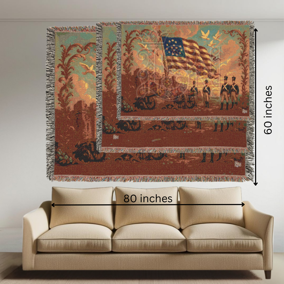 Fort McHenry & the Star-Spangled Banner – Woven Tapestry Throw, Patriotic Americana Blanket