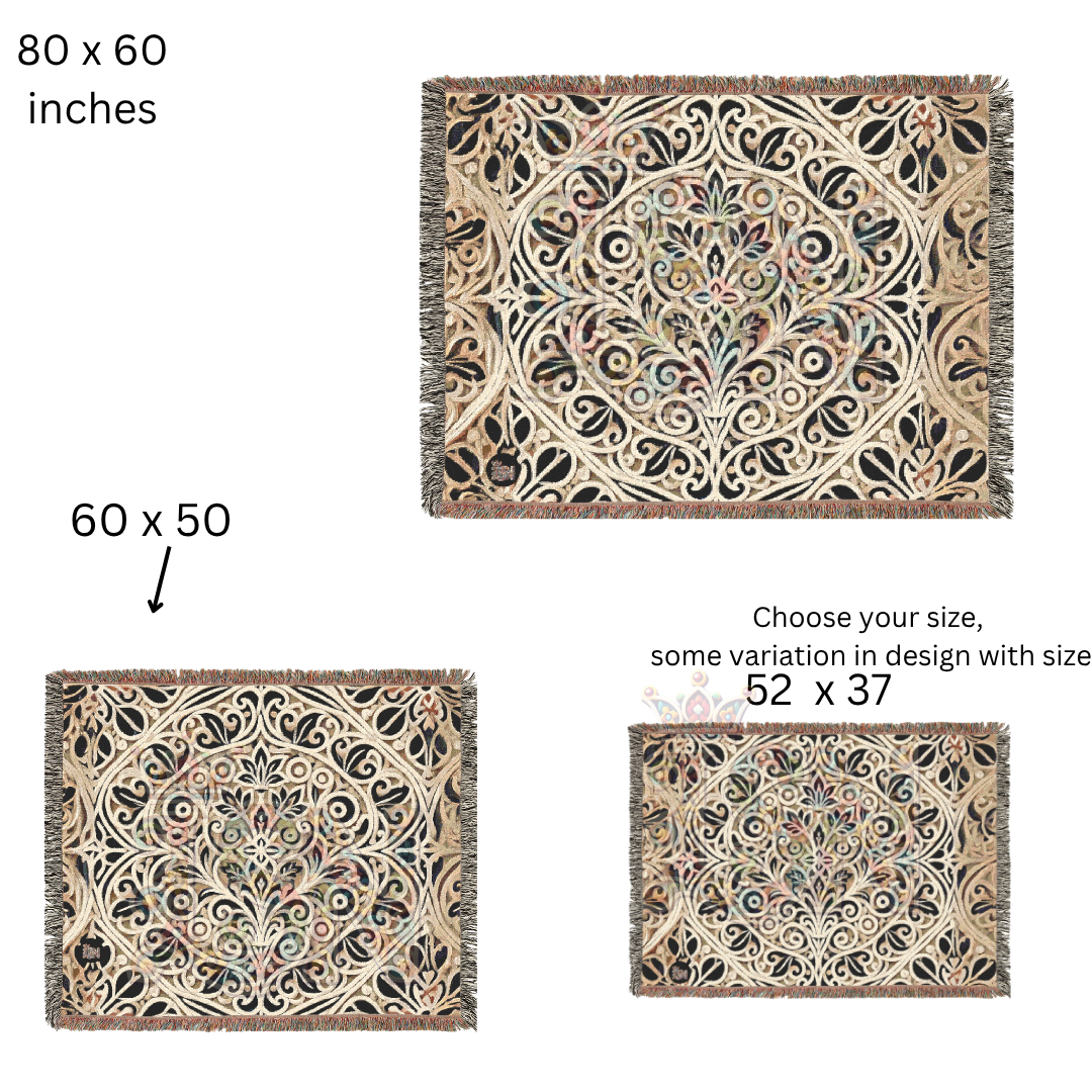 Timeless Elegance – Ornamental Folk Art Woven Blanket