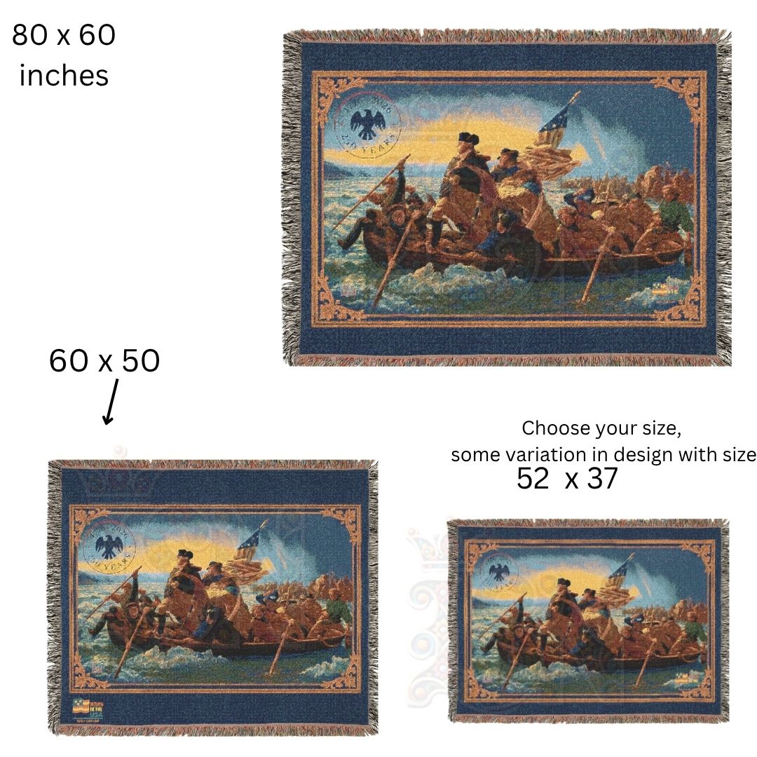 Washington Crossing the Delaware – Historic American Folk Art Woven Throw Blanket