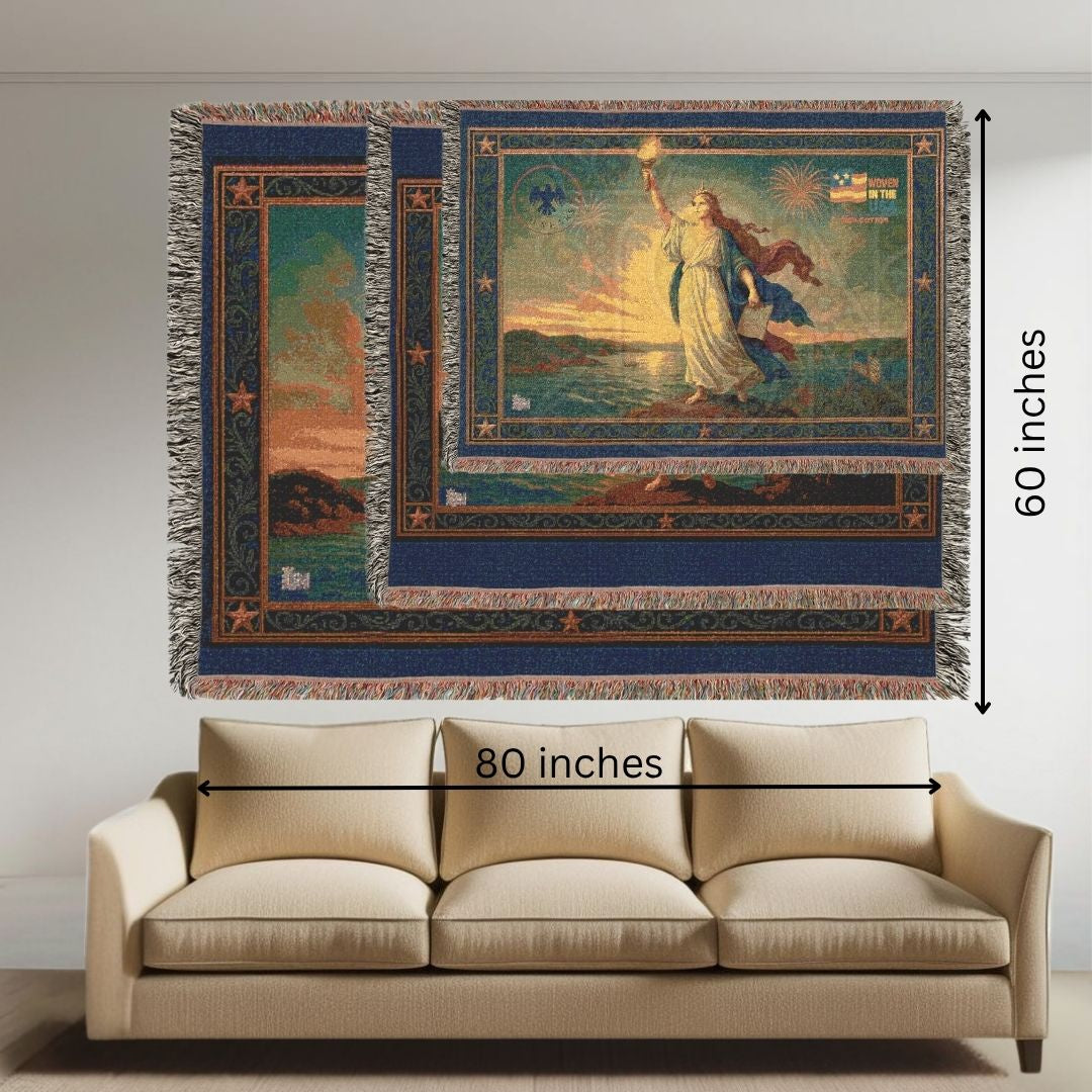 Statue of Liberty & Fireworks – Iconic Americana Woven Throw Blanket