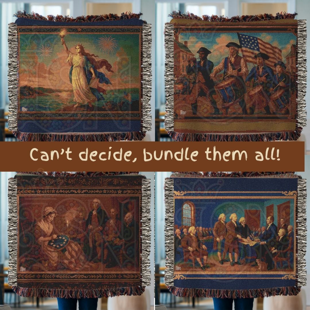Statue of Liberty & Fireworks – Iconic Americana Woven Throw Blanket