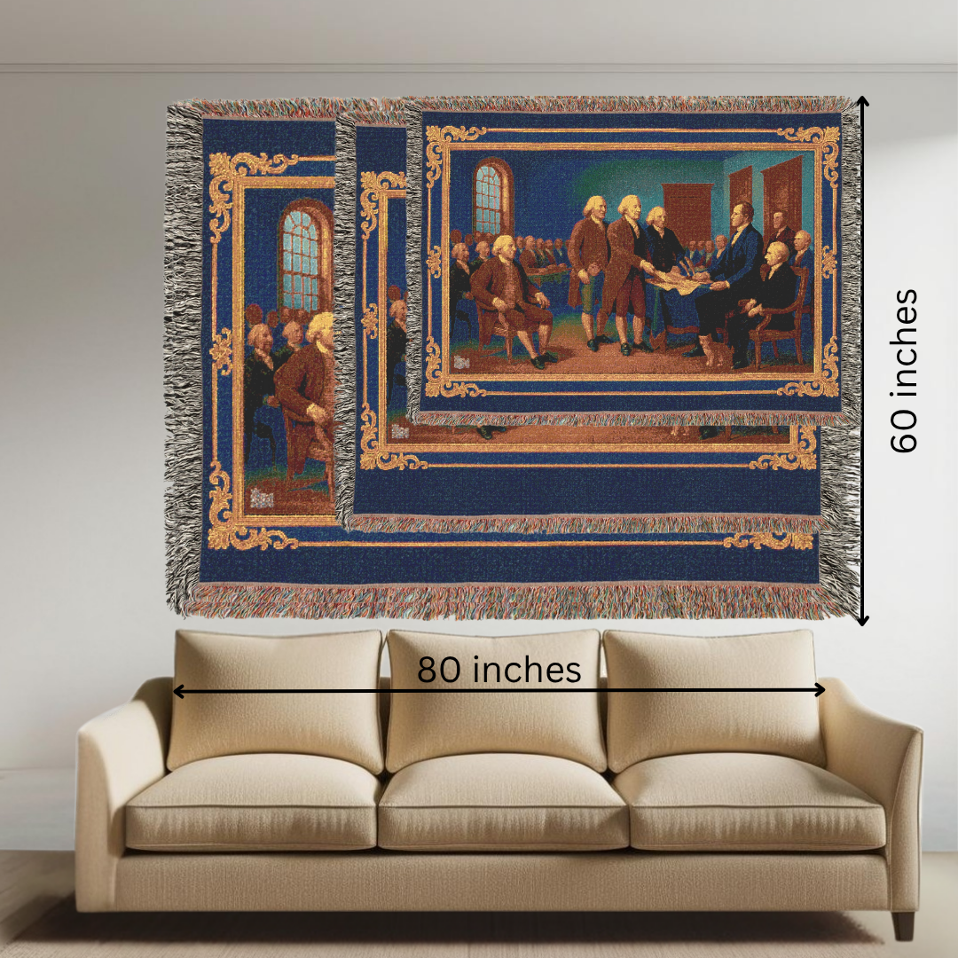 Declaration of Independence Signing – Historic Americana Woven Throw Blanket