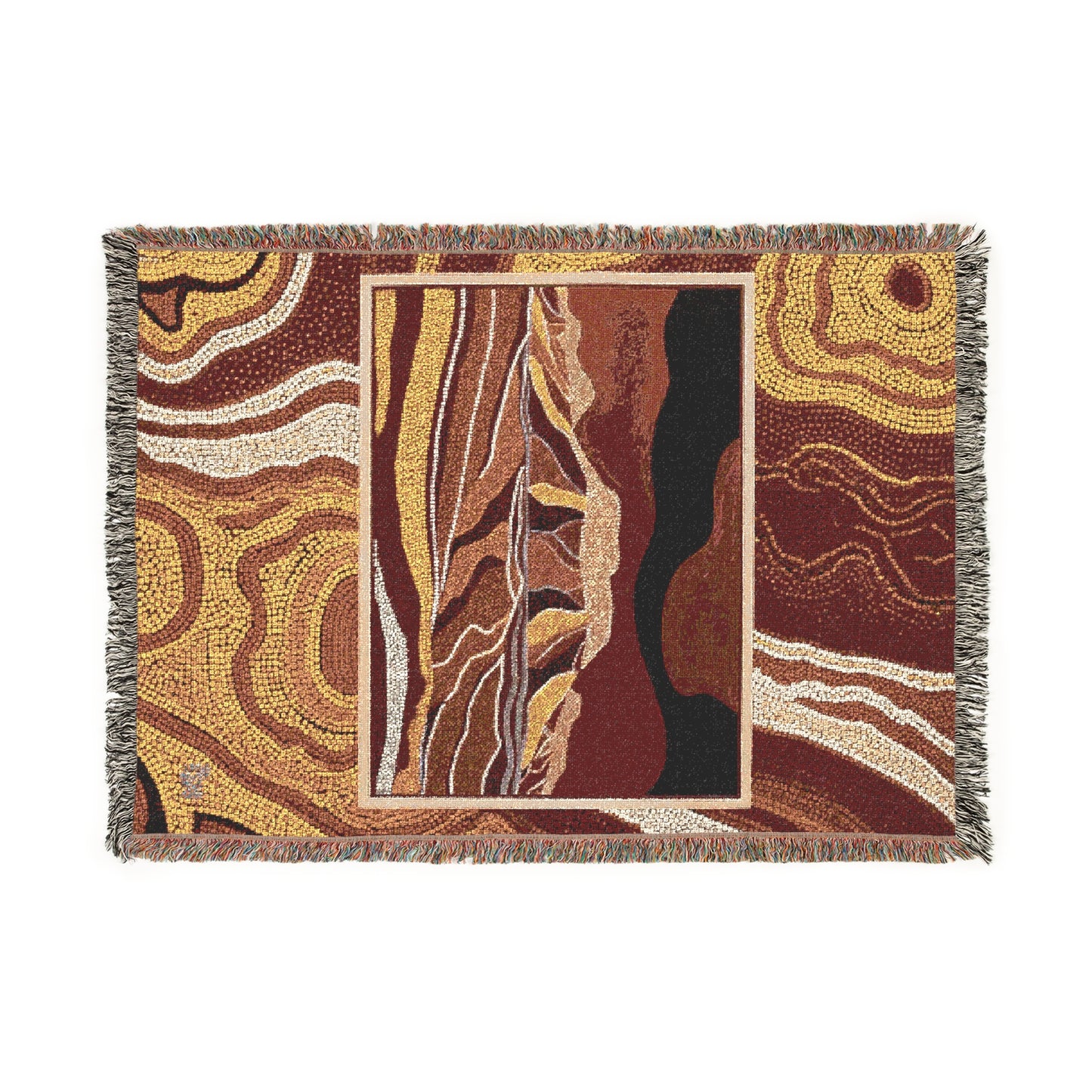 Australian Tribal Design - Molten Earth Woven Blanket – Volcanic Flow Art in 100% Cotton