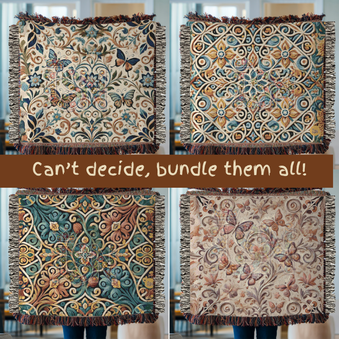 Timeless Elegance – Ornamental Folk Art Woven Blanket