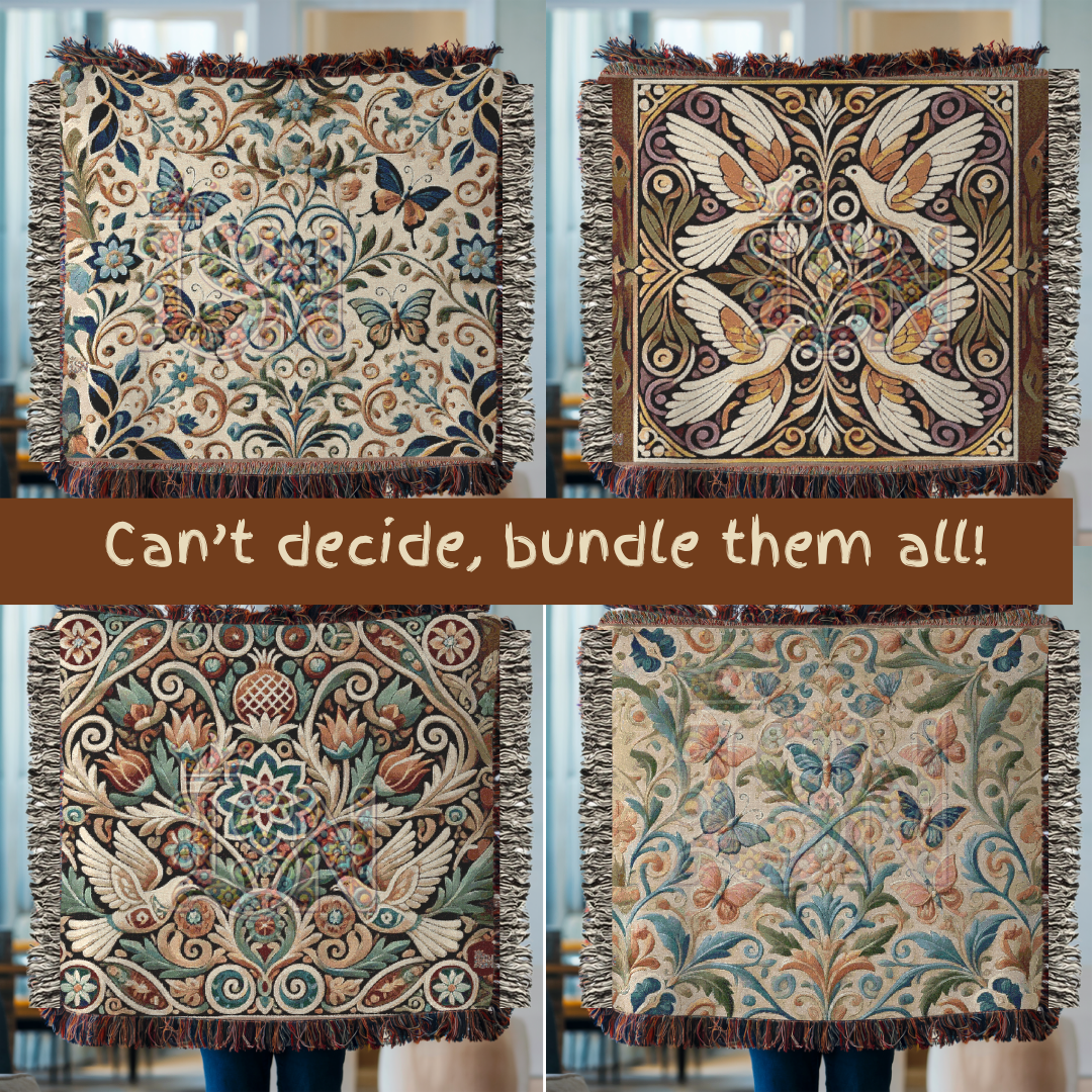 Whispers of Wings Butterfly Garden Woven Blanket – Elegant Folk Art Throw with Butterflies & Floral Motifs for Home & Gift