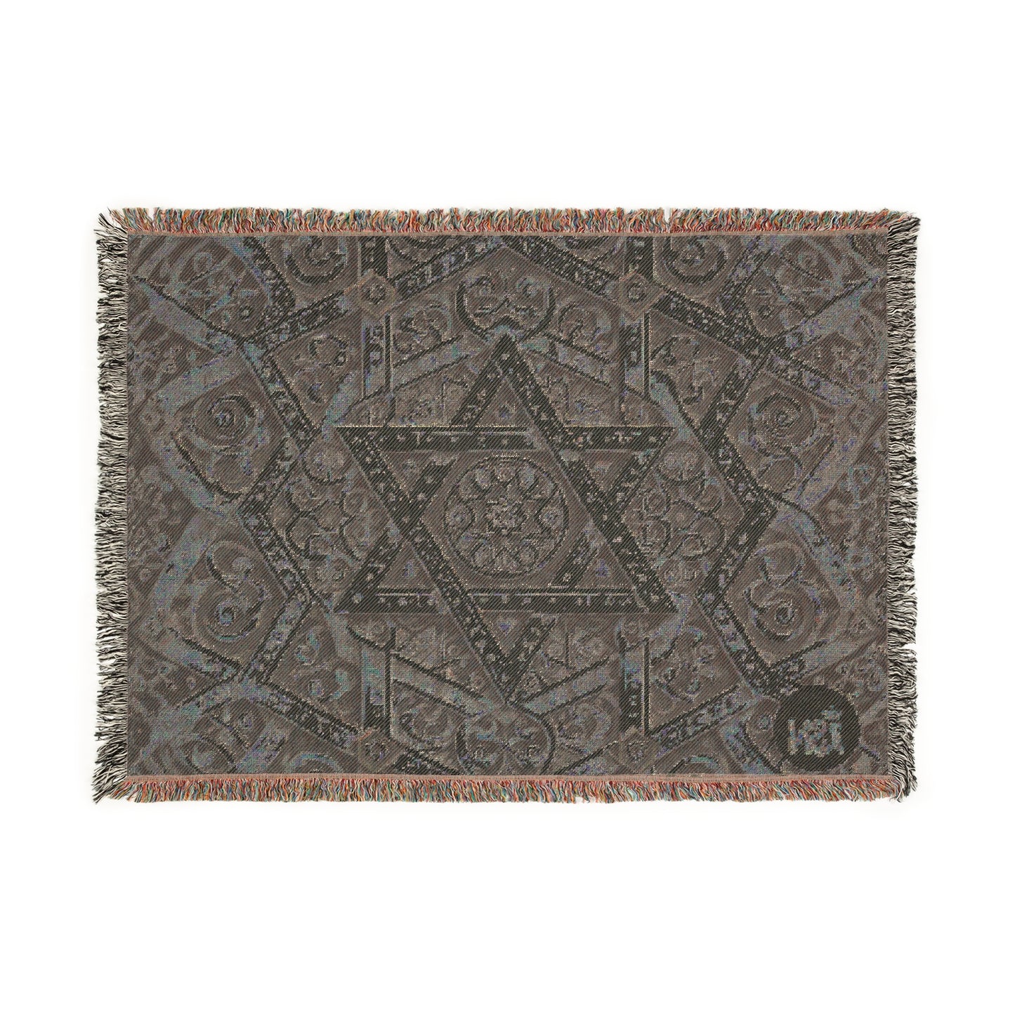 Star of David Geometric Woven Tapestry Blanket – Judaica Home Decor Throw, 100% Cotton, Heirloom Textile