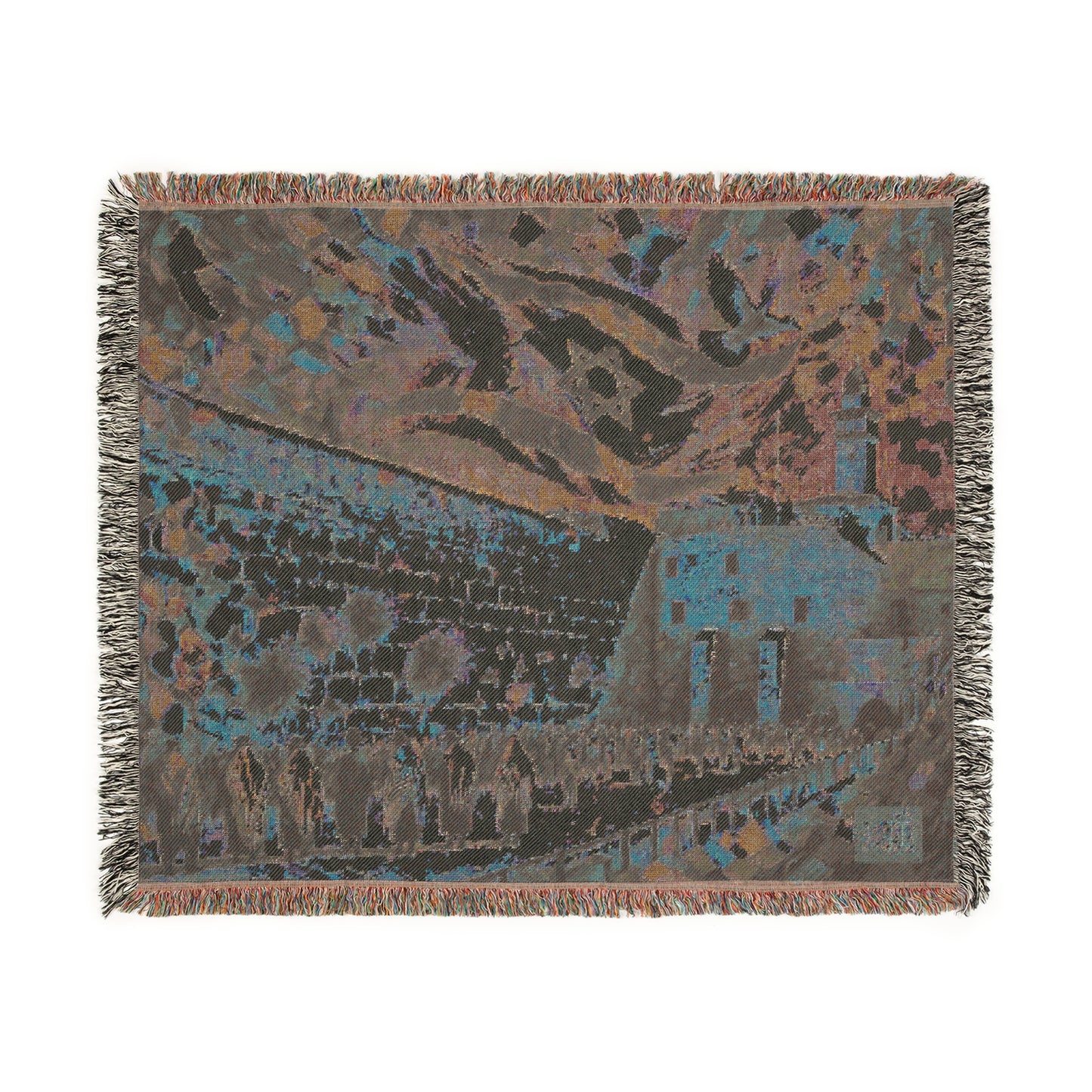 Jerusalem Western Wall and Flag Woven Tapestry Blanket – Heritage Judaica Throw, Cotton, Home Blessing