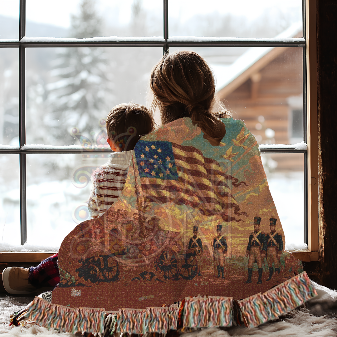 Fort McHenry & the Star-Spangled Banner – Woven Tapestry Throw, Patriotic Americana Blanket