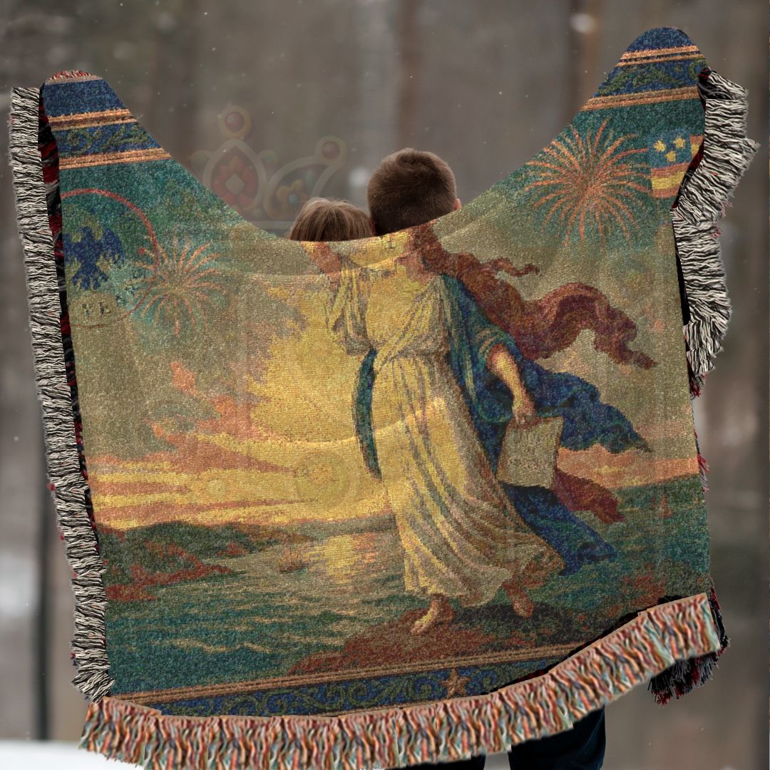 Statue of Liberty & Fireworks – Iconic Americana Woven Throw Blanket
