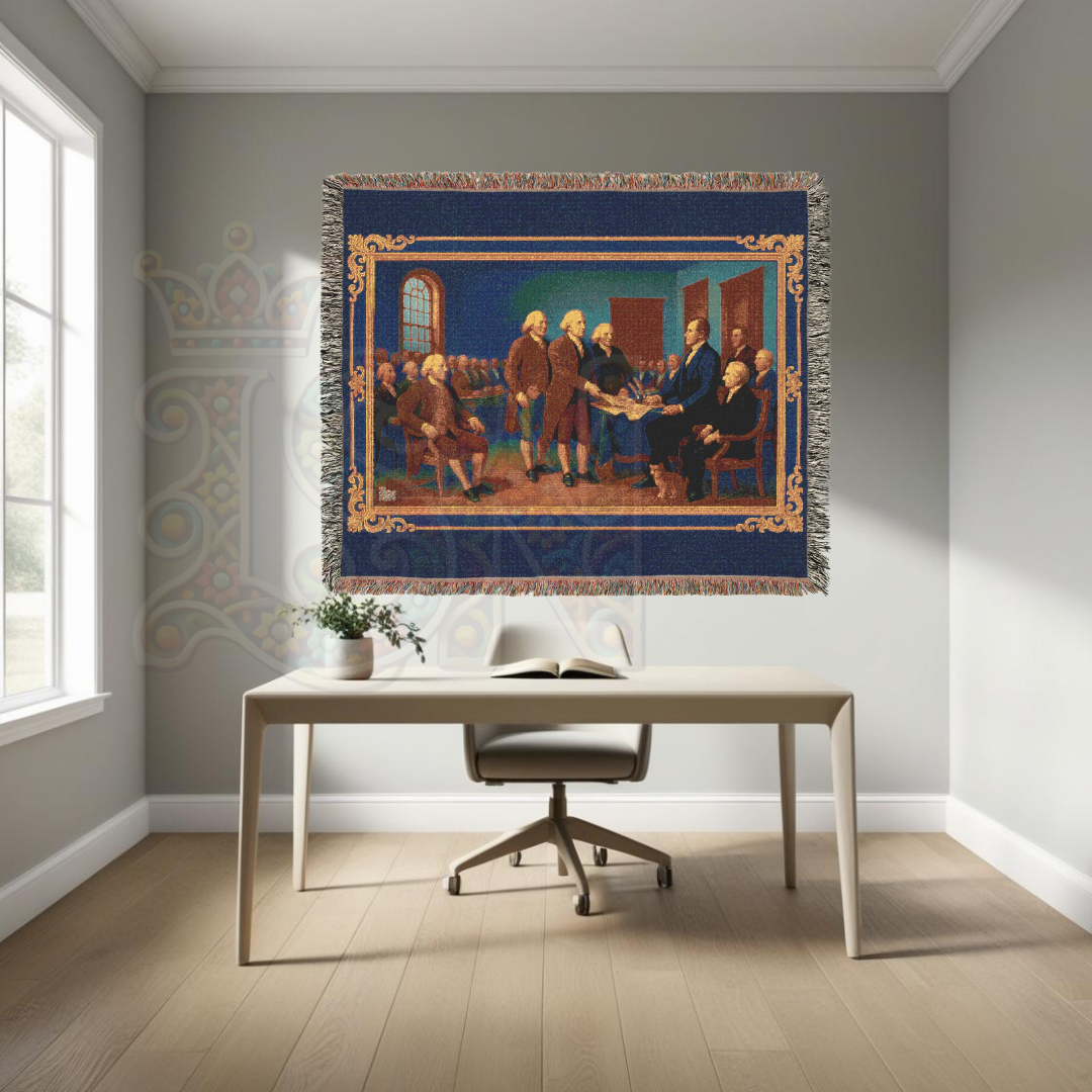 Declaration of Independence Signing – Historic Americana Woven Throw Blanket