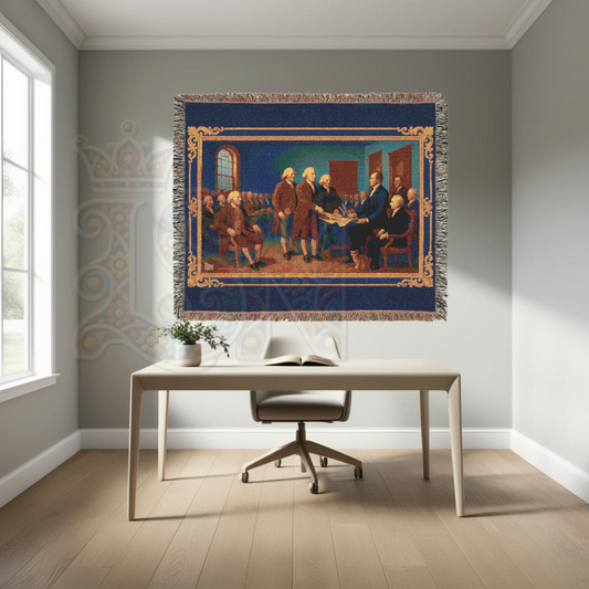 Declaration of Independence Signing – Historic Americana Woven Throw Blanket