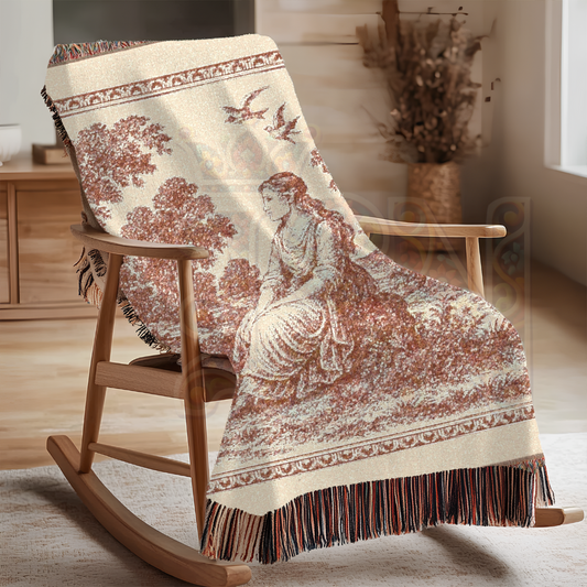 French Country Woven Blanket – Quiet Reflection Serene Throw, Cozy Gift Home Decor
