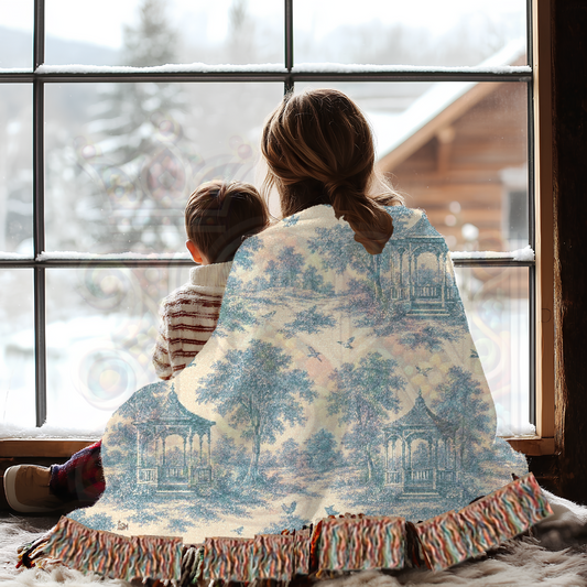 French Country Woven Blanket – Garden Gazebos Cozy Throw, Elegant Home Décor Gift
