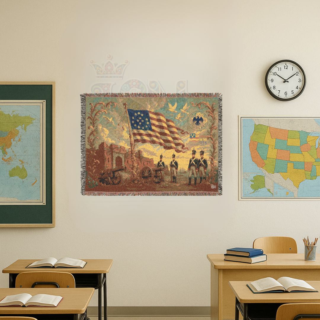Fort McHenry & the Star-Spangled Banner – Woven Tapestry Throw, Patriotic Americana Blanket