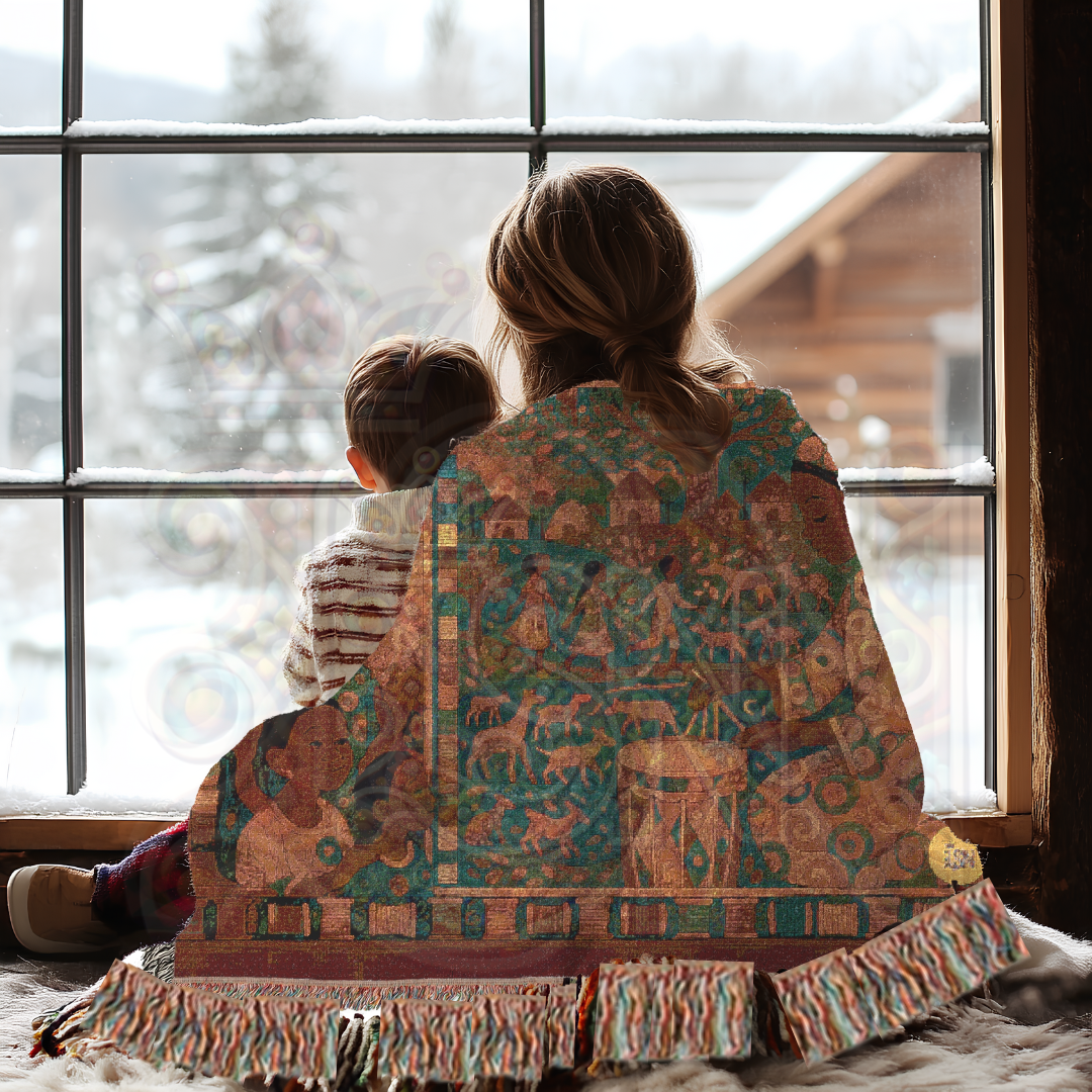 The Weaver’s Daughter African Folk Art Woven Blanket – Craft & Storytelling Heritage Throw, Meaningful Gift for Art Lovers