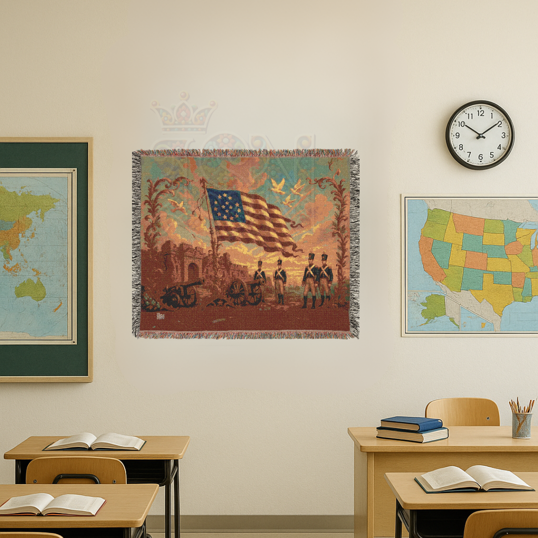 Fort McHenry & the Star-Spangled Banner – Woven Tapestry Throw, Patriotic Americana Blanket