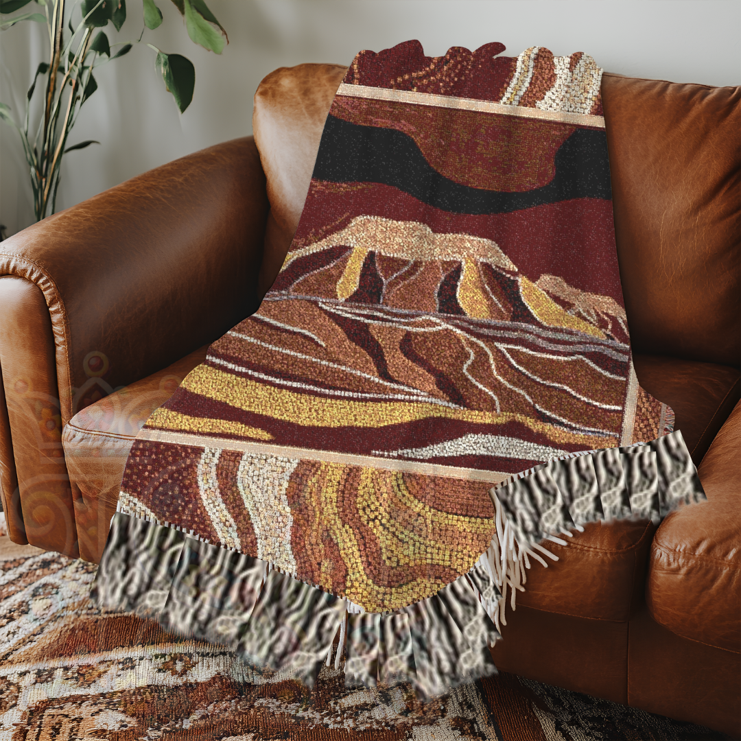 Australian Tribal Design - Molten Earth Woven Blanket – Volcanic Flow Art in 100% Cotton
