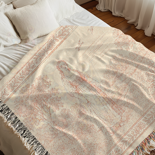 French Country Woven Blanket – Country Walk Serene Throw, Cozy Gift Home Decor