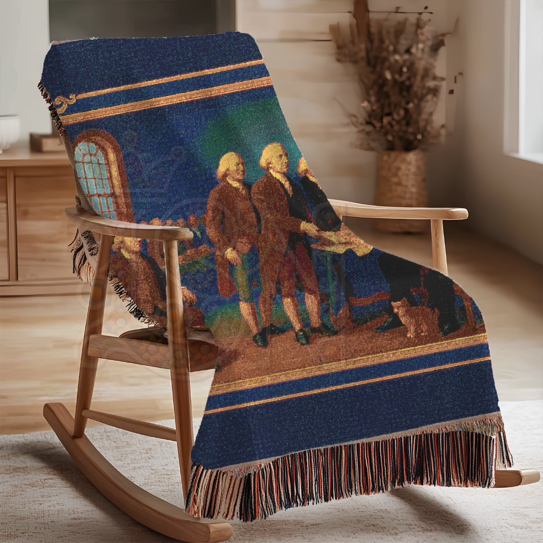 Declaration of Independence Signing – Historic Americana Woven Throw Blanket