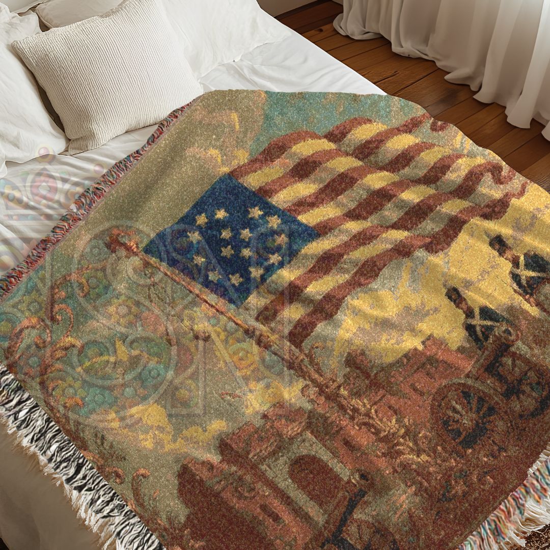 Fort McHenry & the Star-Spangled Banner – Woven Tapestry Throw, Patriotic Americana Blanket