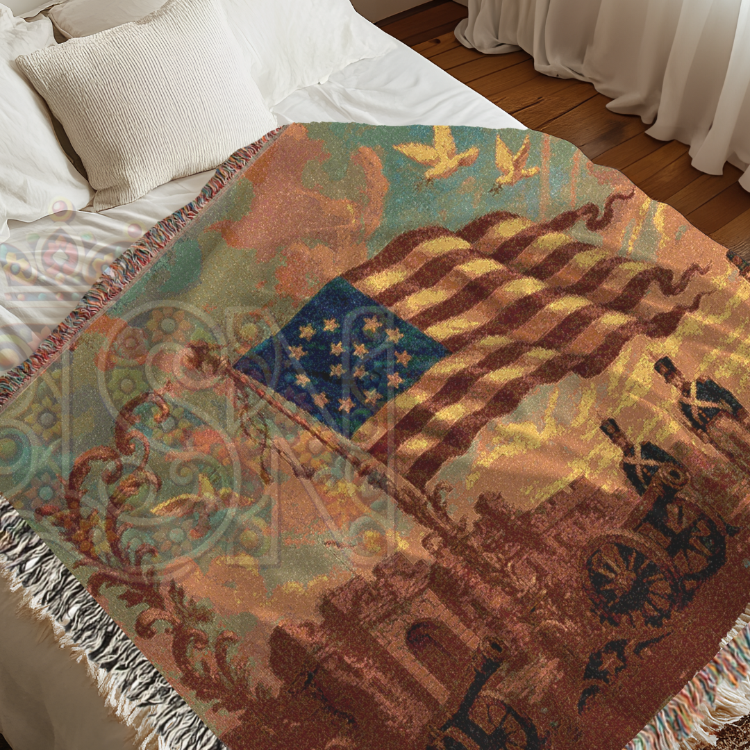 Fort McHenry & the Star-Spangled Banner – Woven Tapestry Throw, Patriotic Americana Blanket