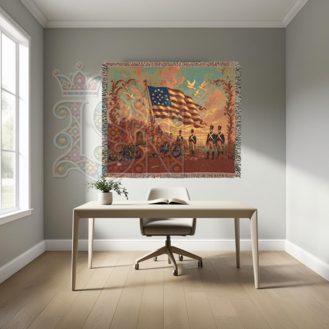 Fort McHenry & the Star-Spangled Banner – Woven Tapestry Throw, Patriotic Americana Blanket