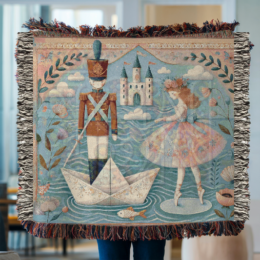The Steadfast Tin Soldier Woven Blanket, 100% Cotton Fairytale Throw – Whimsical Ballet & Storybook Decor, Enchanted Nursery Gift