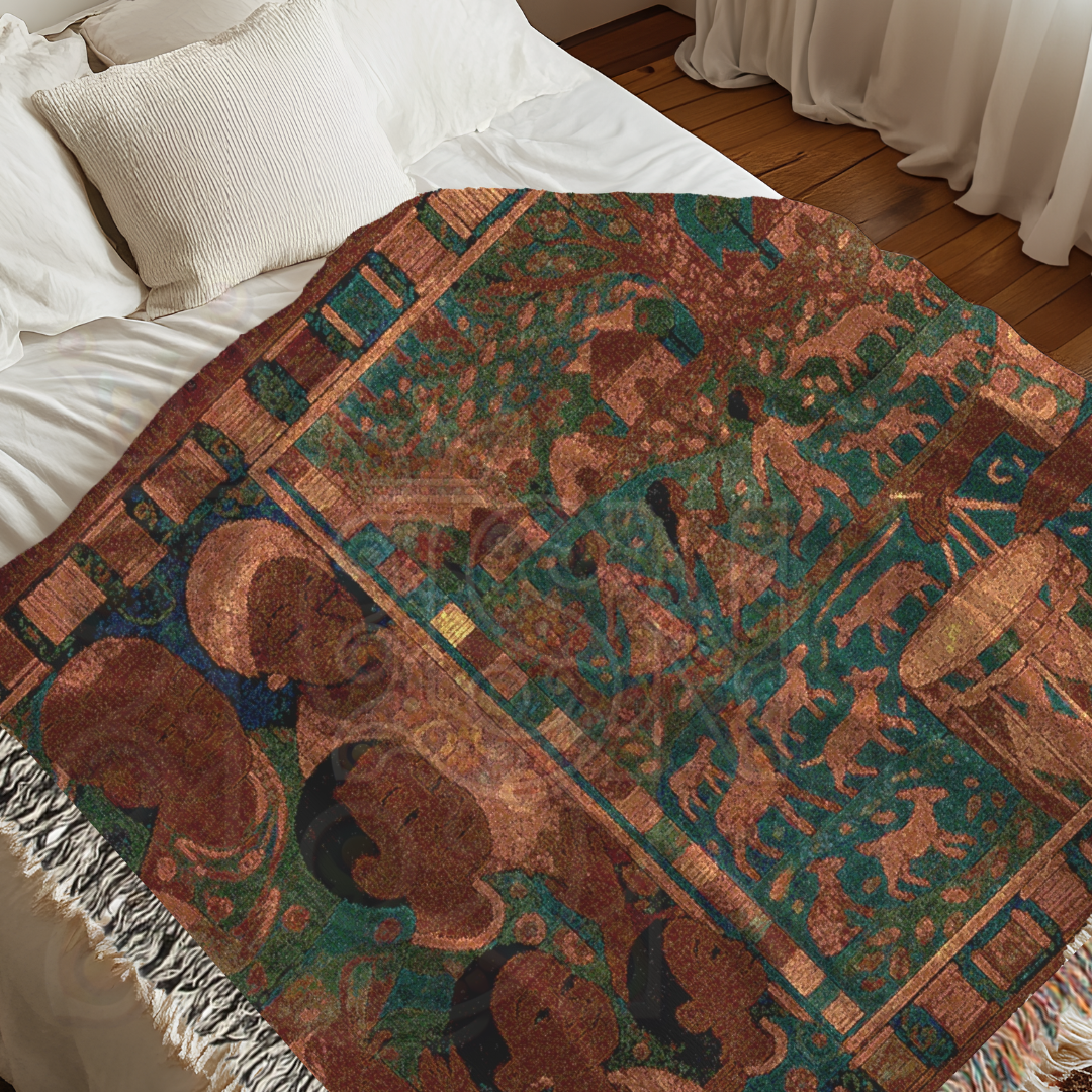 The Weaver’s Daughter African Folk Art Woven Blanket – Craft & Storytelling Heritage Throw, Meaningful Gift for Art Lovers