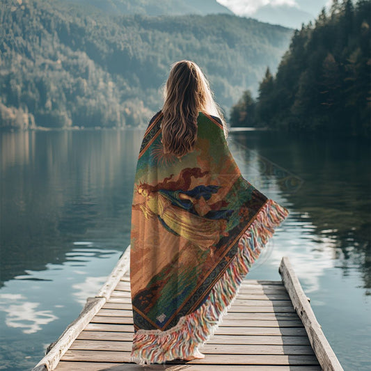 Statue of Liberty & Fireworks – Iconic Americana Woven Throw Blanket