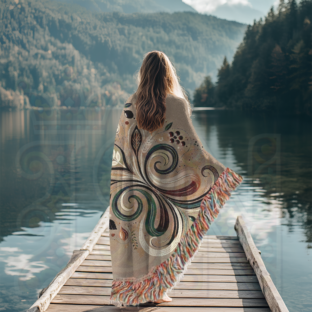 Bountiful Flourish Botanical & Grain Woven Blanket – Nature’s Abundance Throw, Harvest & Nourishment Inspired Gift