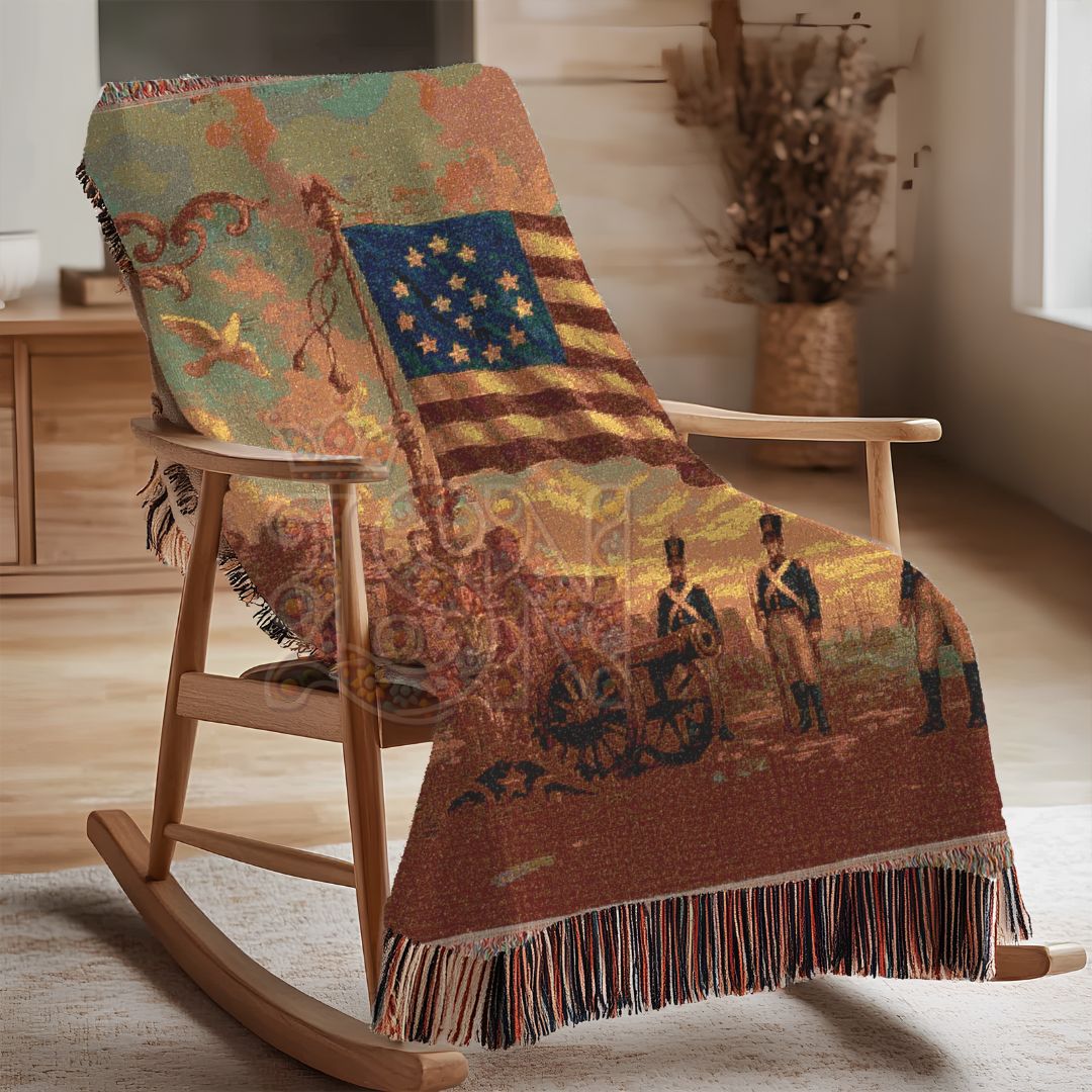 Fort McHenry & the Star-Spangled Banner – Woven Tapestry Throw, Patriotic Americana Blanket