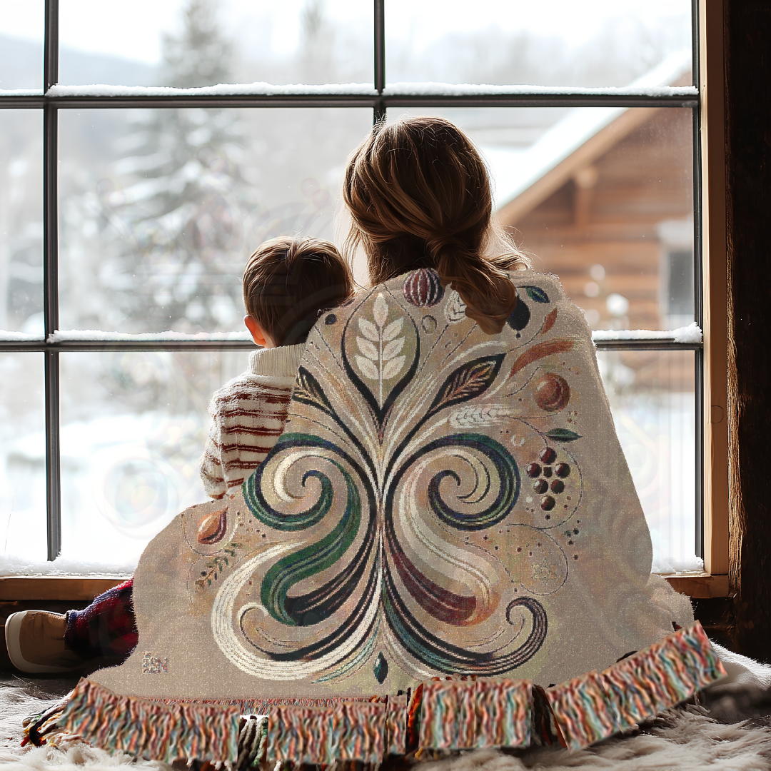 Bountiful Flourish Botanical & Grain Woven Blanket – Nature’s Abundance Throw, Harvest & Nourishment Inspired Gift