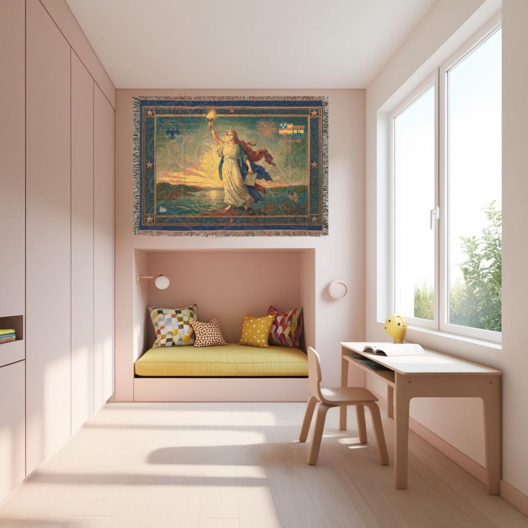 Statue of Liberty & Fireworks – Iconic Americana Woven Throw Blanket