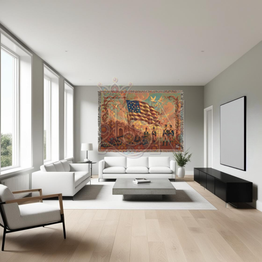 Fort McHenry & the Star-Spangled Banner – Woven Tapestry Throw, Patriotic Americana Blanket