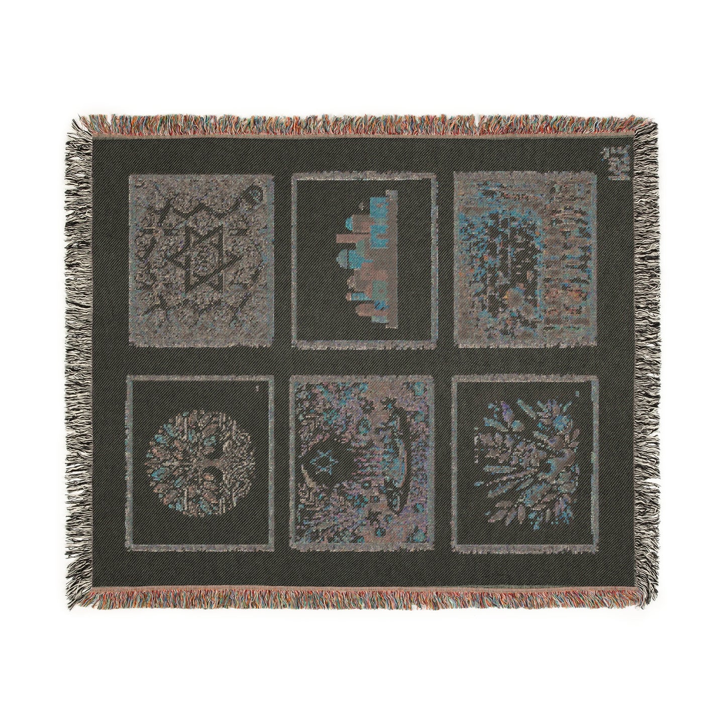 Heritage Mosaic Judaica Woven Tapestry Blanket – Six-Panel Jerusalem, Tree of Life, Pomegranates & Star Motif – 100% Cotton Story Throw