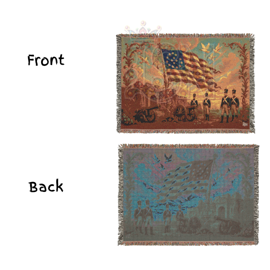 Fort McHenry & the Star-Spangled Banner – Woven Tapestry Throw, Patriotic Americana Blanket