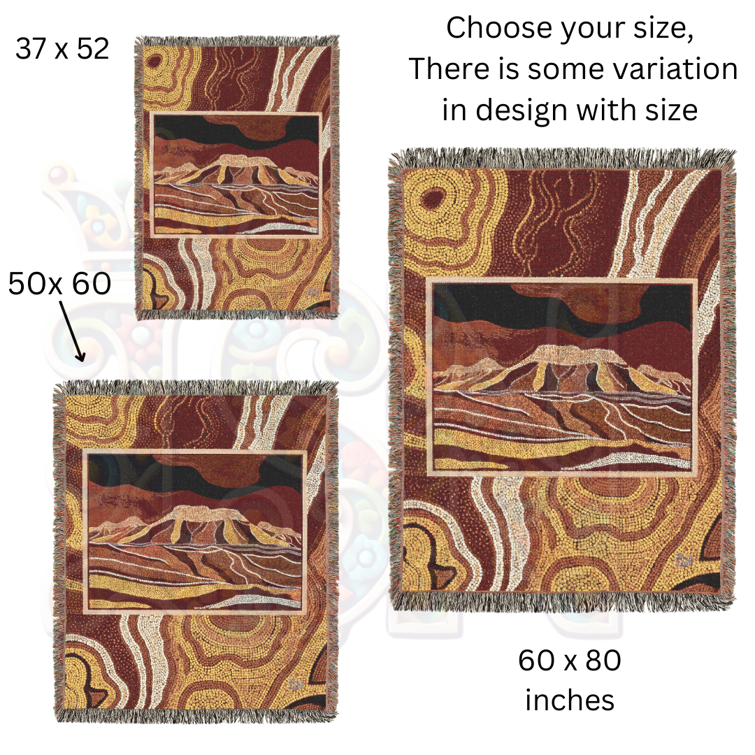 Australian Tribal Design - Molten Earth Woven Blanket – Volcanic Flow Art in 100% Cotton