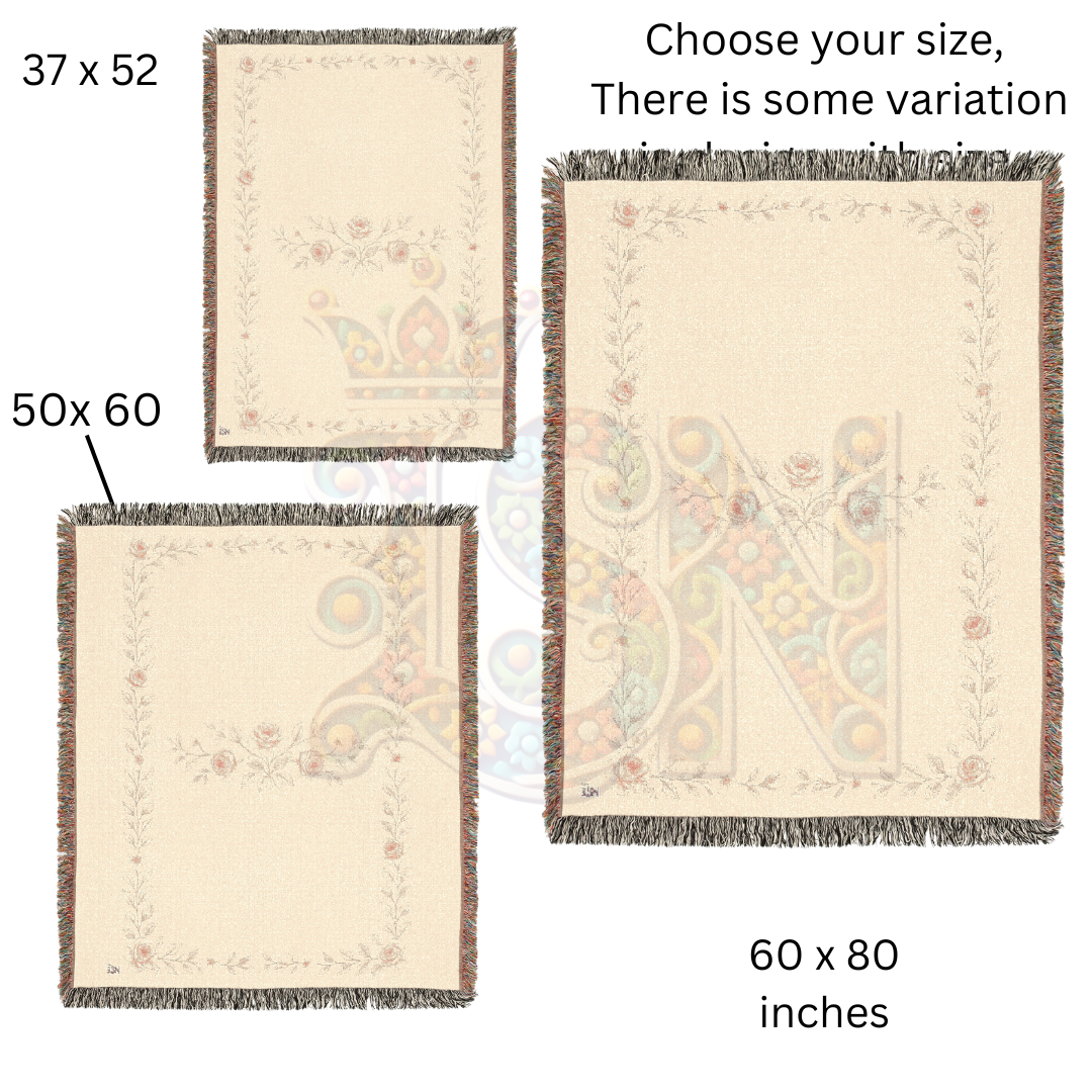 Whispering Roses Fairycore Woven Blanket – Soft Vintage Floral Throw