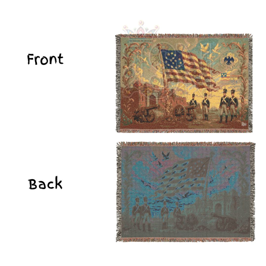 Fort McHenry & the Star-Spangled Banner – Woven Tapestry Throw, Patriotic Americana Blanket