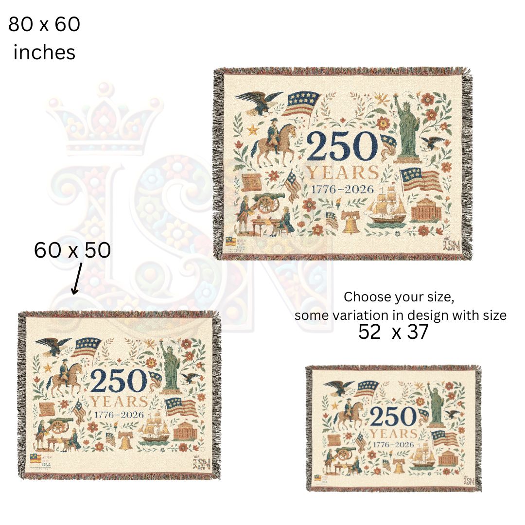 250 Years: The American Story – Commemorative Woven Tapestry Blanket with Lady Liberty
