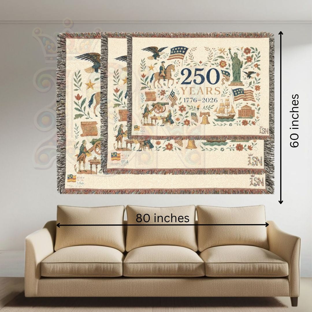 250 Years: The American Story – Commemorative Woven Tapestry Blanket with Lady Liberty