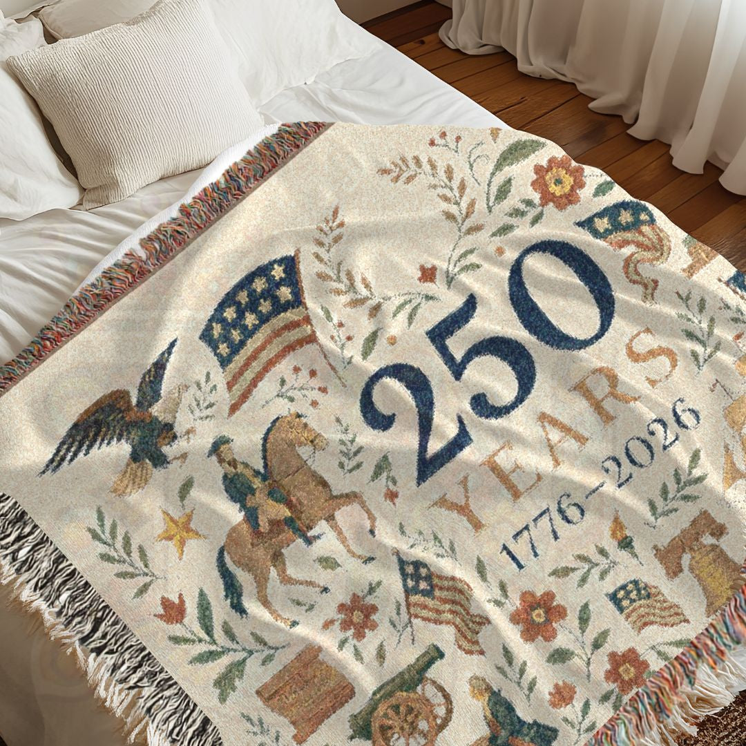 250 Years: The American Story – Commemorative Woven Tapestry Blanket with Lady Liberty