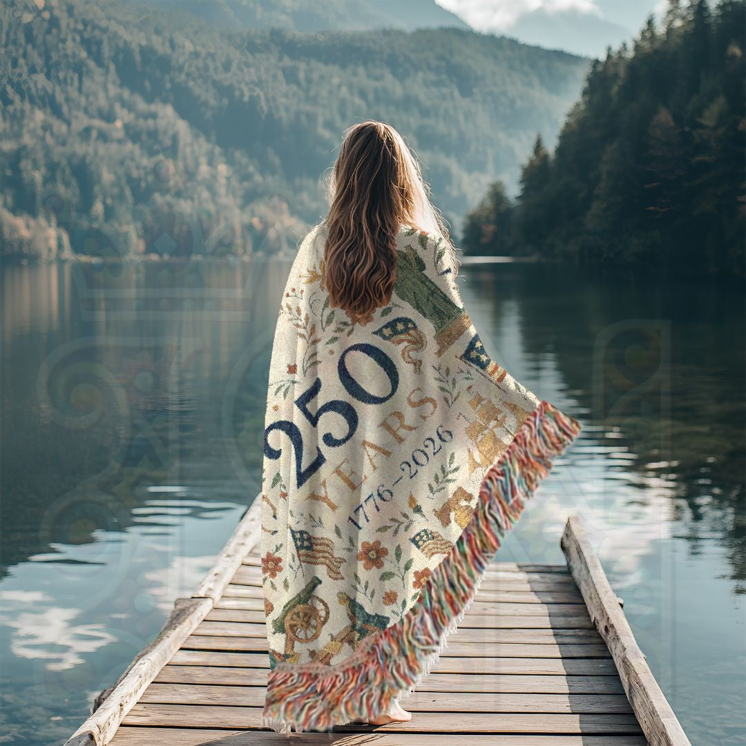250 Years: The American Story – Commemorative Woven Tapestry Blanket with Lady Liberty