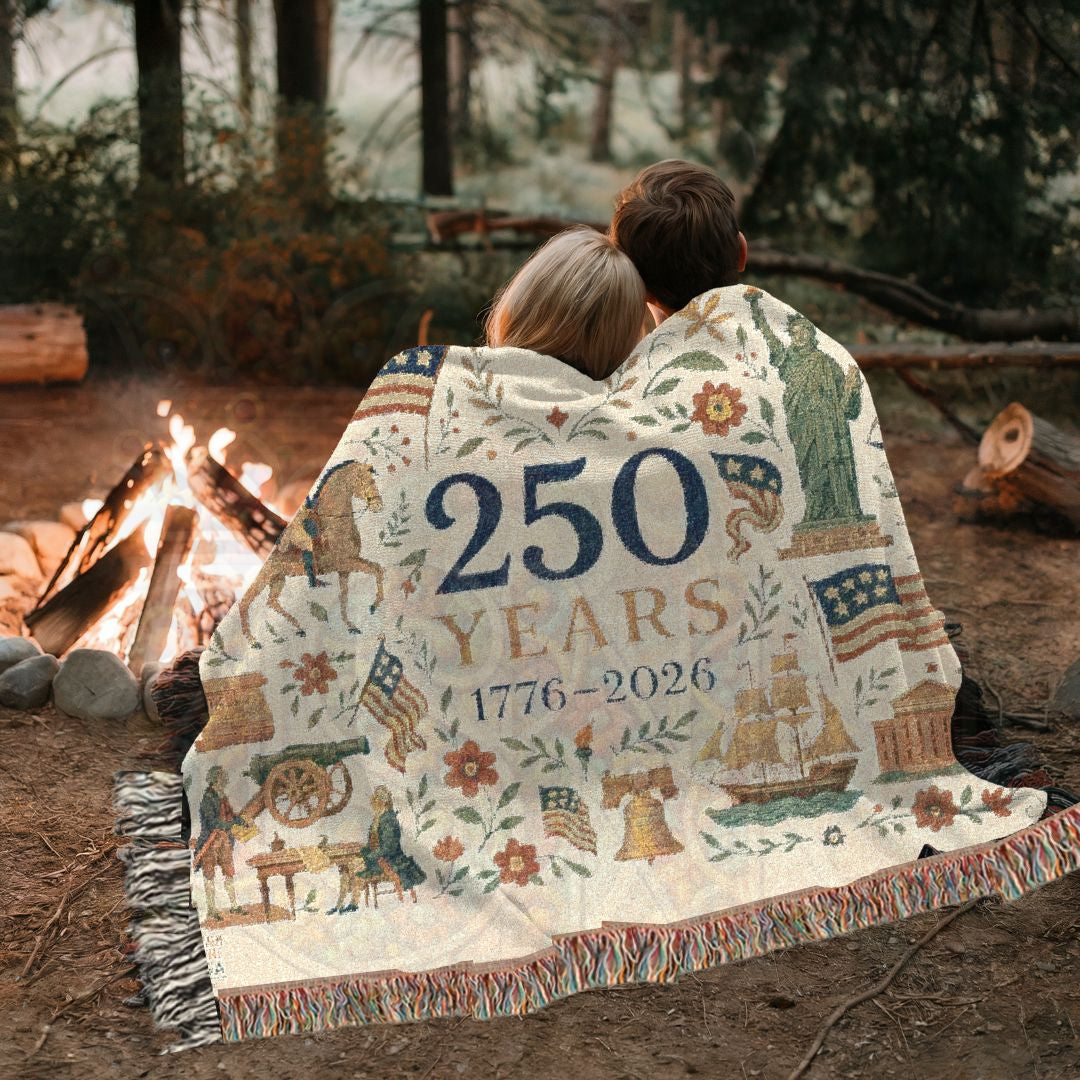 250 Years: The American Story – Commemorative Woven Tapestry Blanket with Lady Liberty