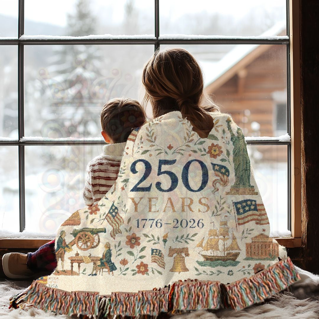 250 Years: The American Story – Commemorative Woven Tapestry Blanket with Lady Liberty